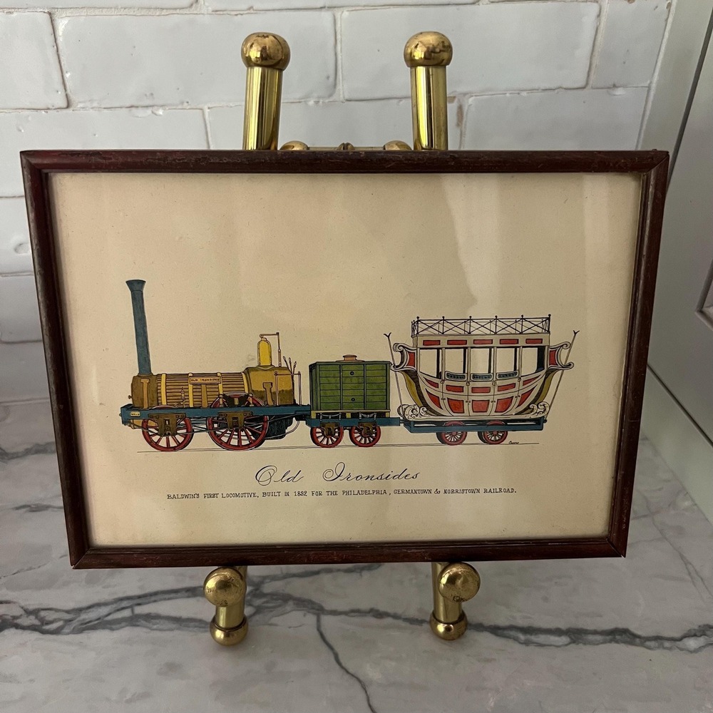 Framed Antique Train Print "Old Ironside"